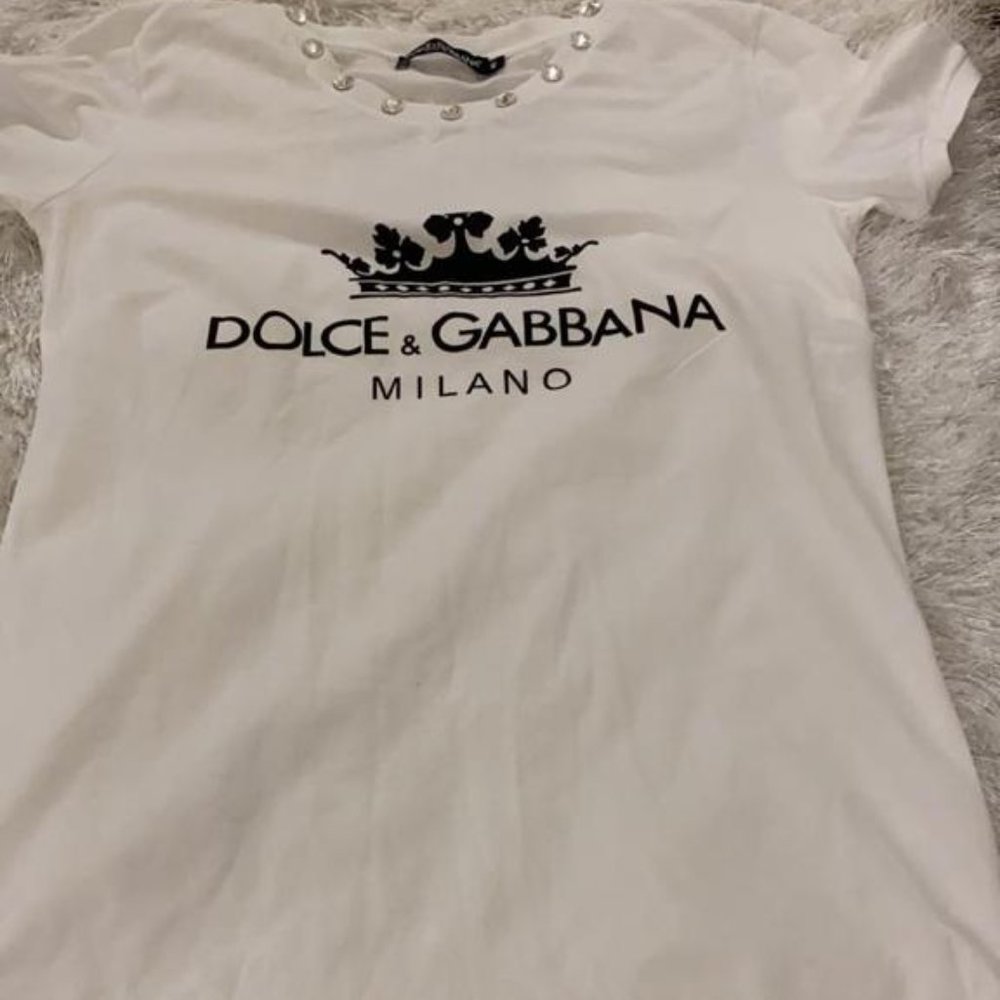 Dolce and Gabbana White Crown Logo T-shirt